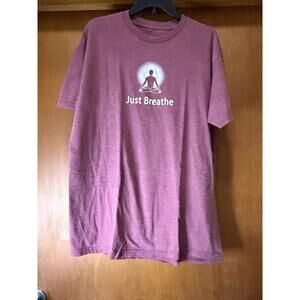Positive Thought Brand organic tshirt, Just Breathe, Size Large